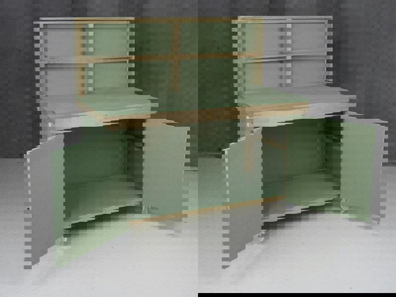 Arbor Garden Solutions Wooden UniMDF Moisture Resistant Workbench With Lockable Cupboard (V.9) With Back panel, Wheels