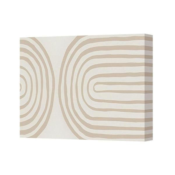 Benjamin Tate Design Beige Abstract Canvas Wall Art With Curved Line Pattern