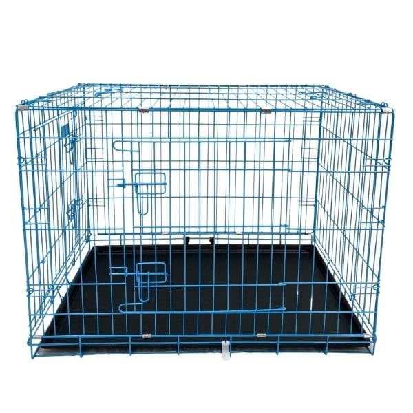 HugglePets Pink / Blue Dog Cage with Plastic Tray