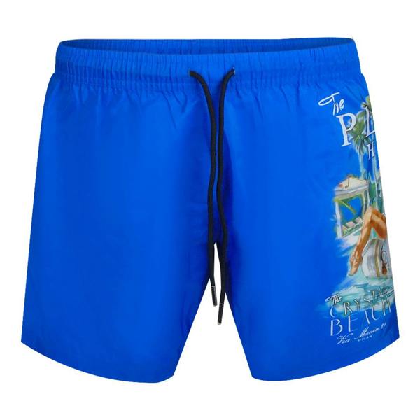 Philipp Plein Pin Up Logo Medium Boardshort Dark Blue Swim Shorts L