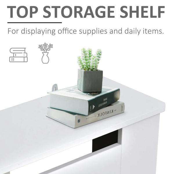 White radiator cover cabinet with top storage shelf and perforated front grille.