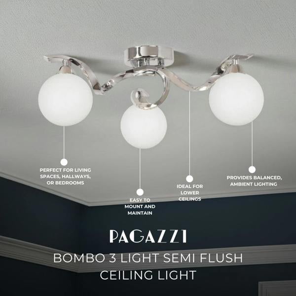 Pagazzi Lighting Bombo 3 Light Semi Flush Ceiling Light
