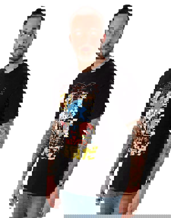 Sonic the Hedgehog Mens Black Japanese Comic Short Sleeved T-Shirt