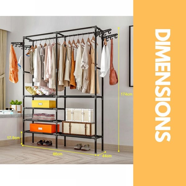 Rafaelo Mobilia Heavy Duty Metal Clothes Rail Open Wardrobe