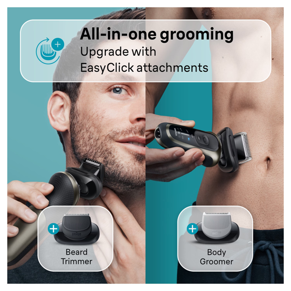 Braun Series 7 72-C7650CC Electric Shaver, With SmartCare Center, EasyClick Attachments - Gold
