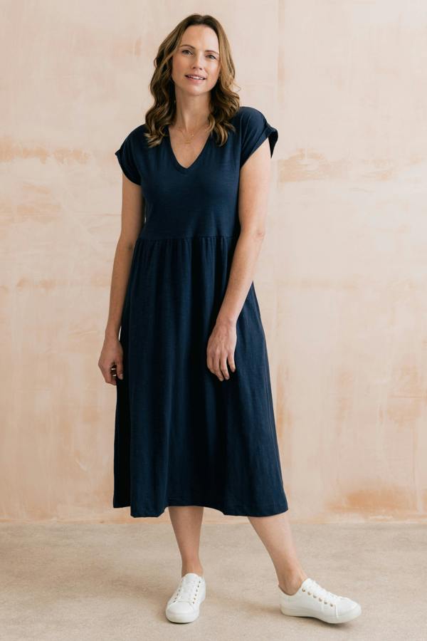 Lily & Me Shine Organic Cotton Jersey Dress Navy