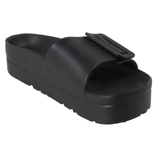 Spot On Ladies Spot On Adjustable Buckle Slip On Sliders Sandals F12098