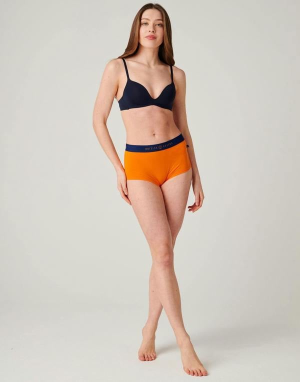 British Boxers Three-pack Women's Cotton Hipster Boxer Briefs – Citron Blue