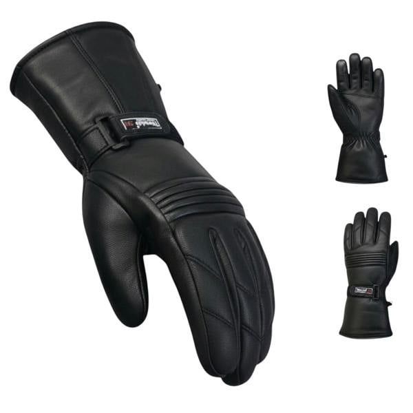 Infinity Leather Men's Thermal Motorbike Black Leather Waterproof Biker Protection Gloves