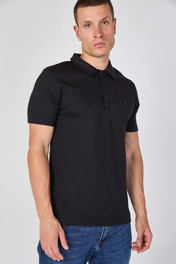 Textured Short Sleeve Polo Shirt