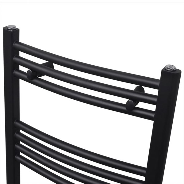 Berkfield Black Bathroom Central Heating Towel Rail Radiator Curve 480x480mm