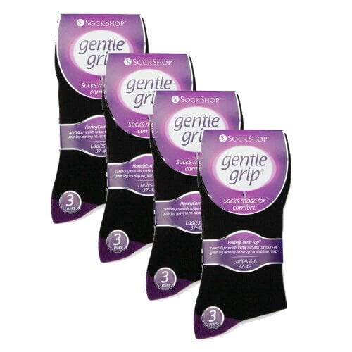Gentle Grip 12 Pairs Ladies Cotton Rich Everyday Socks Gentle Grip Soft Top Comfort Socks