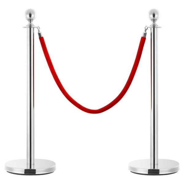 Berkfield Stanchion Stand Rope Red and Silver Velvet