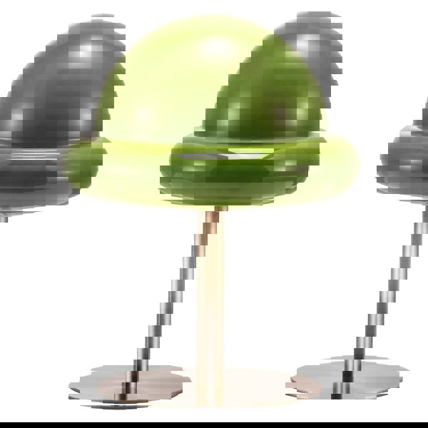 Traditional Antique Brass Bankers Desk Lamp with Green Mushroom Glass Shade Image 1