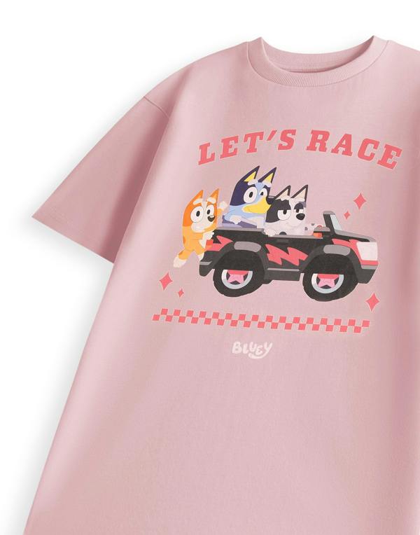 Bluey Womens Pink Lets Race Short Sleeved T-Shirt