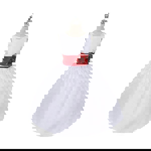 flower girl dress with red sash