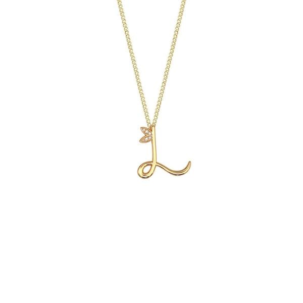 Say It With Winged Diamond Initial Necklace - Yellow Gold