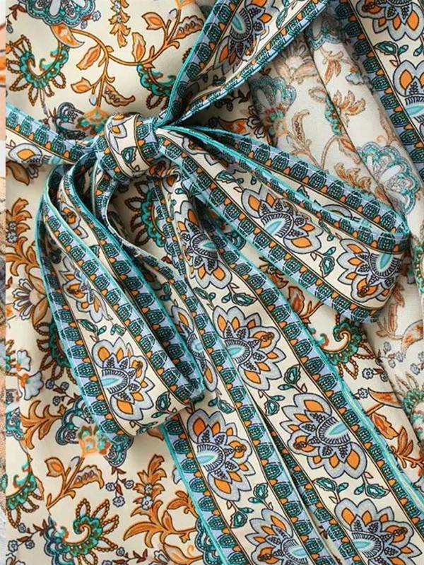 FS Collection Relaxed Cotton Kimono In Blue Floral