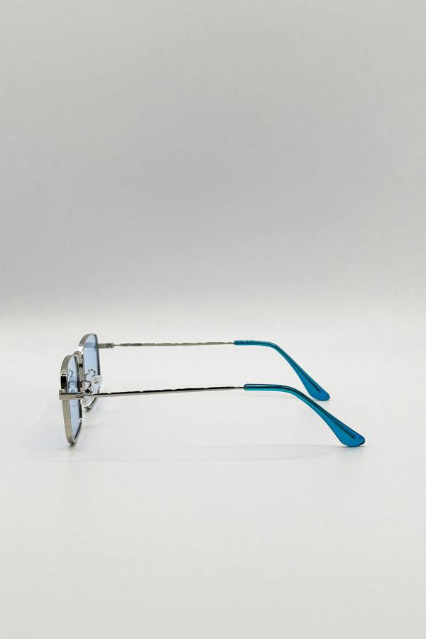 SVNX Vintage Metal Square Sunglasses In Blue