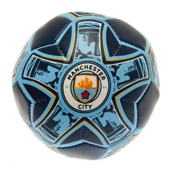 Manchester City FC Crest Soft Mini Football - Navy/Sky Blue