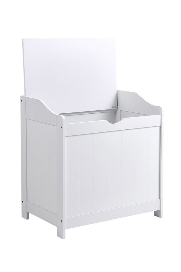 Living and Home White Wooden Lifting Top Toy Storage Box Large Capacity Storage Chest