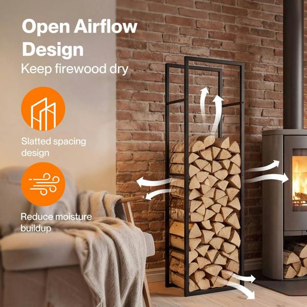 Levede Firewood Rack Steel Outdoor Storage Log Holder Fireplace 40 x 25 x 150cm