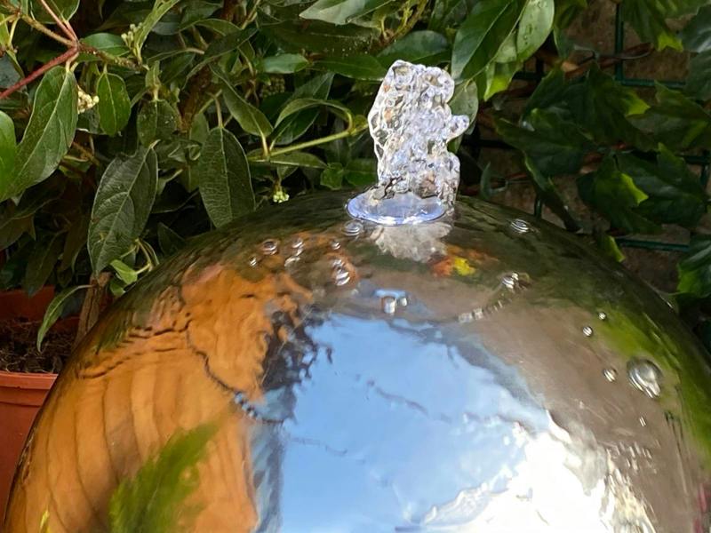 Tranquillity Water Features 30cm Stainless Steel Sphere Modern Metal Water Feature
