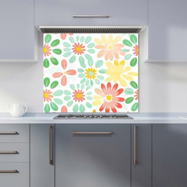 Warren Reed - Designer Green and Yellow Flowers Kitchen Splashback