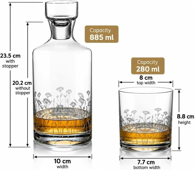 Diamante Floral Whisky Water Spirit Decanter & Tumblers Gift Set