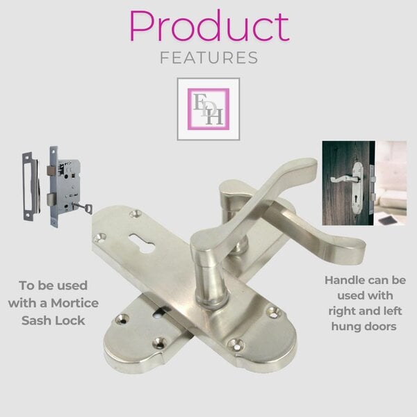 EDH Door Hardware Epsom Satin Nickel Internal Door Handle Set on 170mm Back Plate