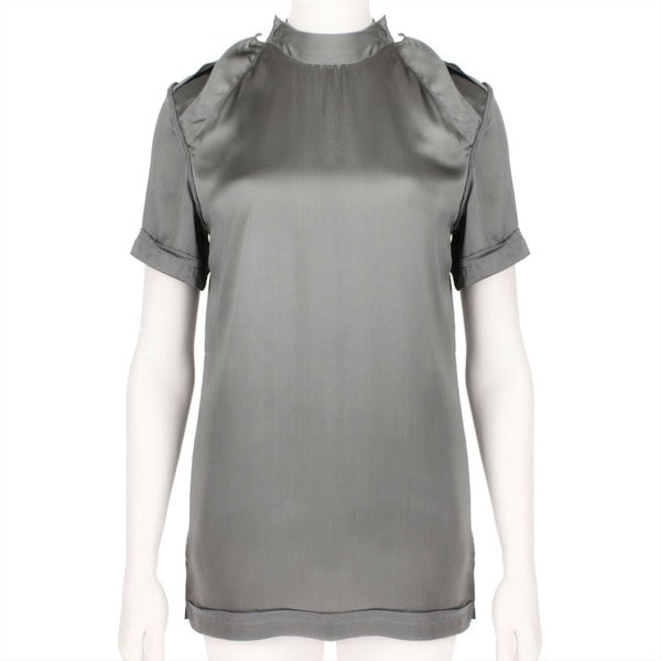 Bottega Veneta silk satin top in a slate grey tone