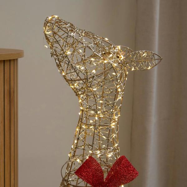Samuel Alexander 90cm Light up Gold Twist Christmas Standing Reindeer with 300 Warm White LEDs