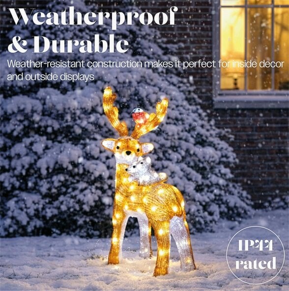 Scotts of Stow Xmas Haus Acrylic Deer with 80 LEDs and Timer