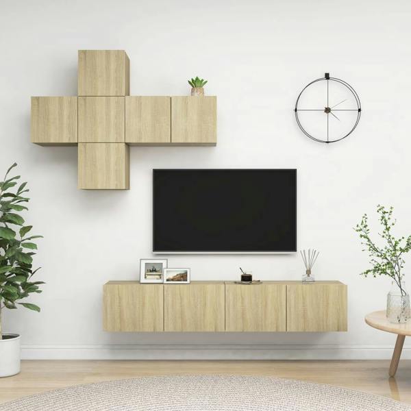 Berkfield 7 Piece TV Cabinet Set Sonoma Oak Engineered Wood