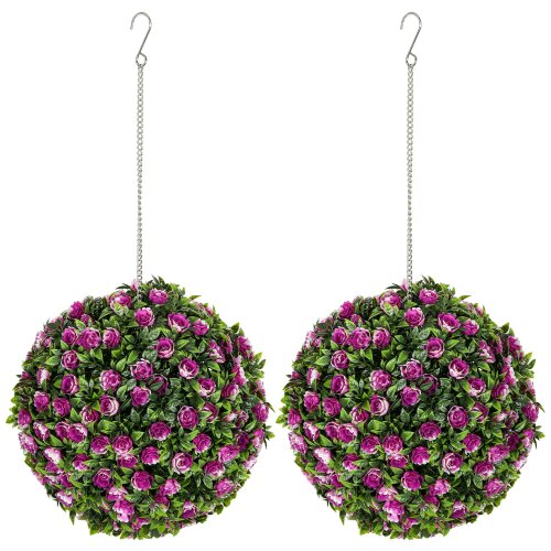 Wyld Haus Liso Set Of 2 Artificial UV Resistant Rose Style Topiary Balls H8 28cm