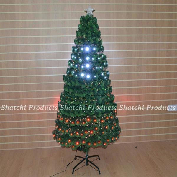 2ft Pre-Lit Artificial Christmas Tree with Fibre Optic Multi-Effect Lights and Metal Stand image 7