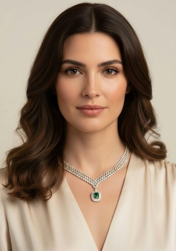 Latelita Countess Statement Emerald Necklace Gold