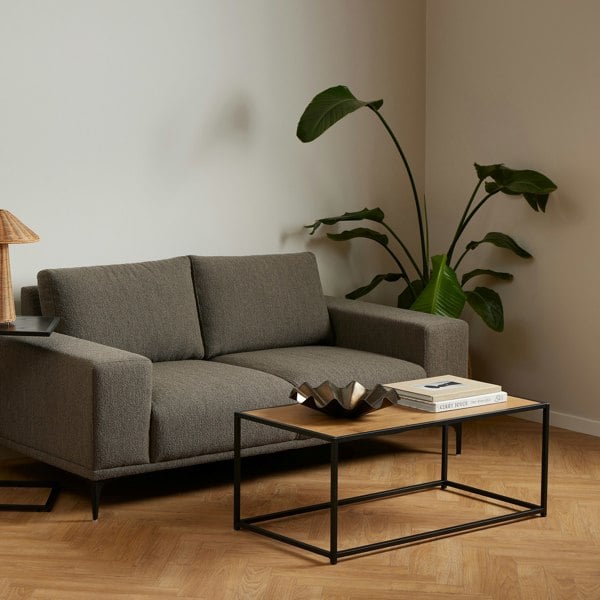 Furniture To Go Seaford Black Metal Coffee Table with Oak Top
