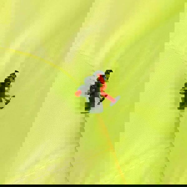 Scruffs High Visibility Men's Hi-Viz Waterproof Zip Up Jacket Coat, close-up of jacket fabric and waterproof zipper with pull tab.