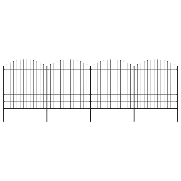 Berkfield Garden Fence with Spear Top Steel (1.75-2)x6.8 m Black