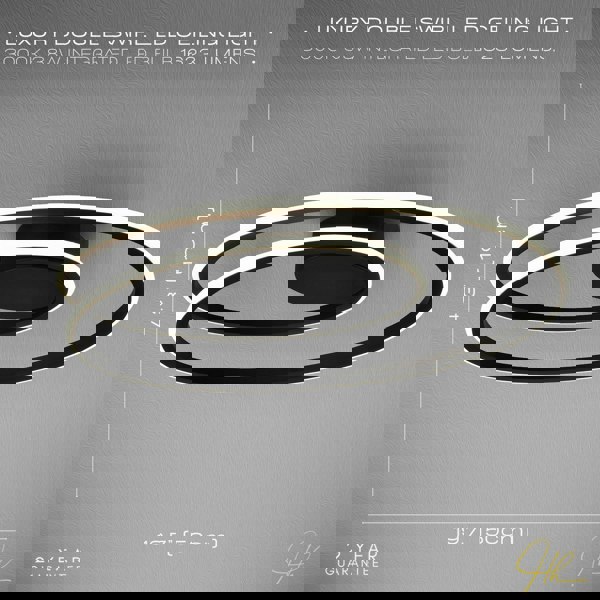 Modern Double Swirl Strip LED Flush Ceiling Light Fitting in Sleek Matte Black Image 6