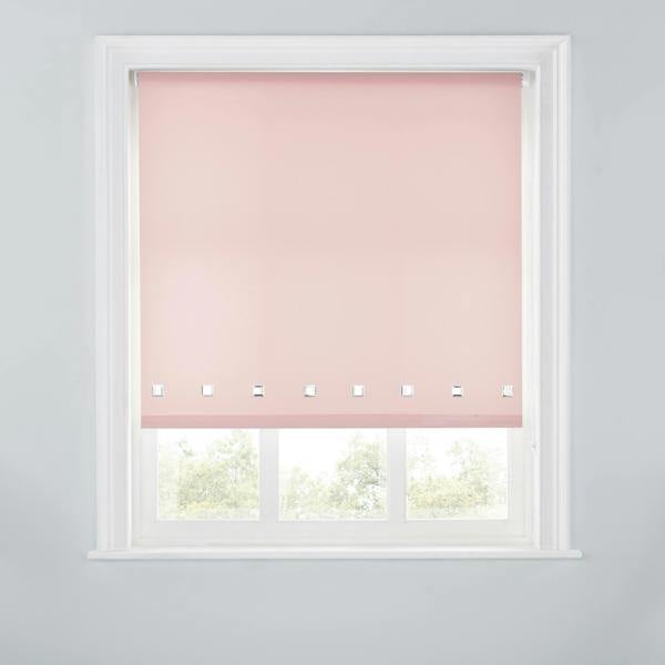 A.Unique Home Trimmable Square Eyelet Roller Blind - 2FT - BLUSH PINK - 60cm(W)x170cm(L)