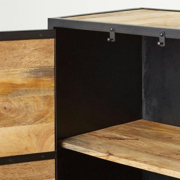 Wyld Haus Oulu Industrial Reclaimed Wood and Metal Vintage TV Unit 2 Doors