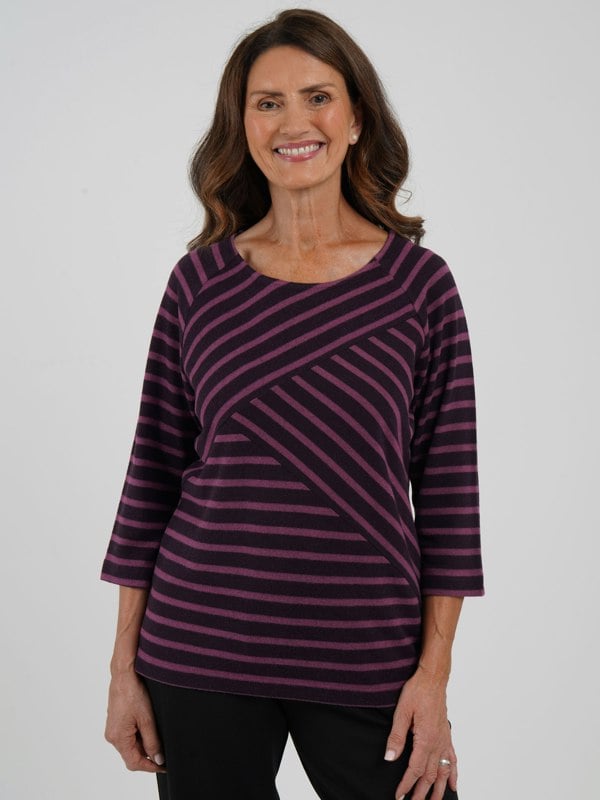 TIGI-Wear Cut And Sew Stripe Top