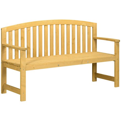Wyld Haus Tola 143cm Natural Wood 2 Seater Garden Bench With Armrests Slatted Frame