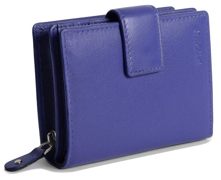 SADDLER EMILY Handmade Leather Mid-Size Wallet – RFID Protected | 10 Card Slots, Secure Tab Closure & Zipped Coin Pocket | Gift Boxed - Ultra Violet