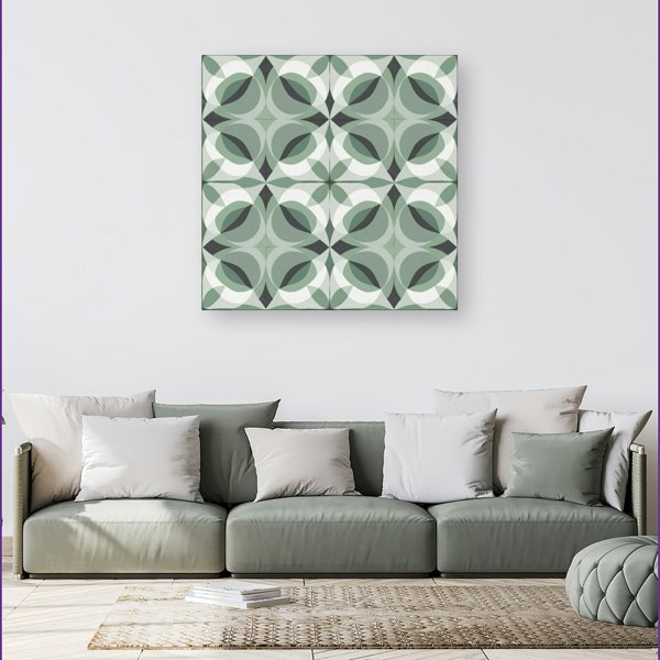 Warren Reed Geometric Green Grey Canvas