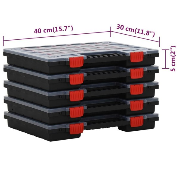 Berkfield Assortment Boxes 5 pcs 40x30x5 cm Polypropylene