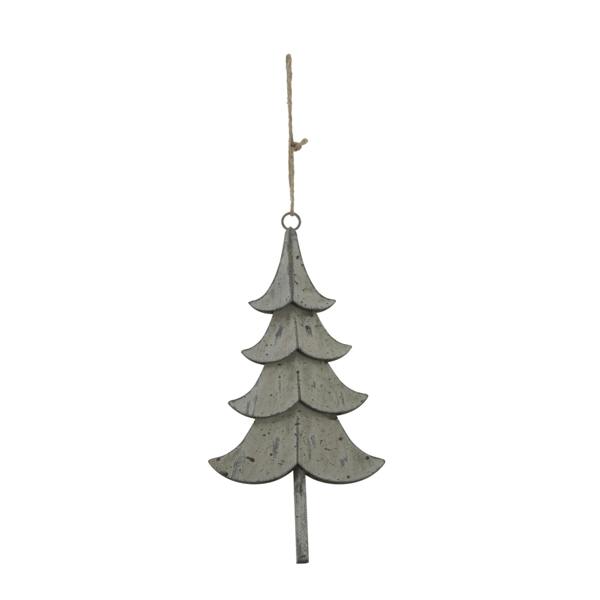 Hill Interiors Metal Tree Christmas Hanging Decoration - Grey - 