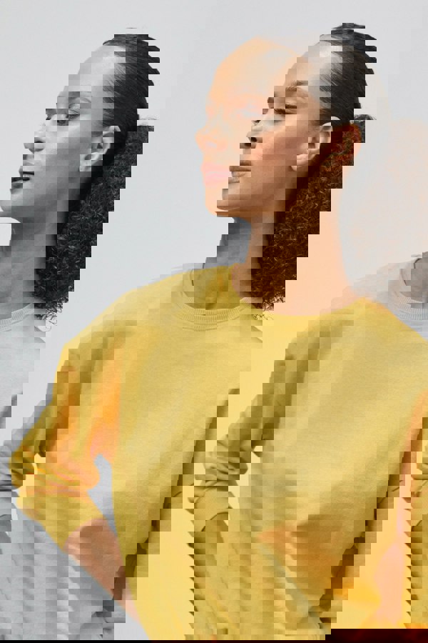 ENORSIA Ribbed Hem Cropped Sweatshirt